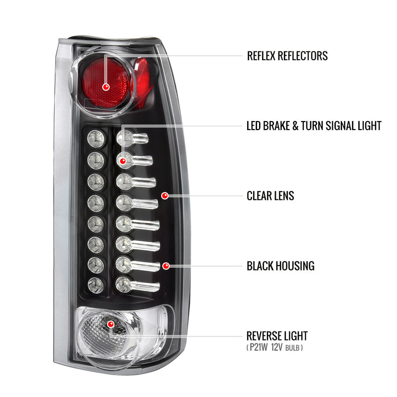 Spec-D 99-00 Cadillac Escalade Led Tail Lights Black LT-C1088JMLED-TM