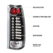 Spec-D 88-98 Chevrolet C10 Led Tail Lights Black LT-C1088JMLED-TM