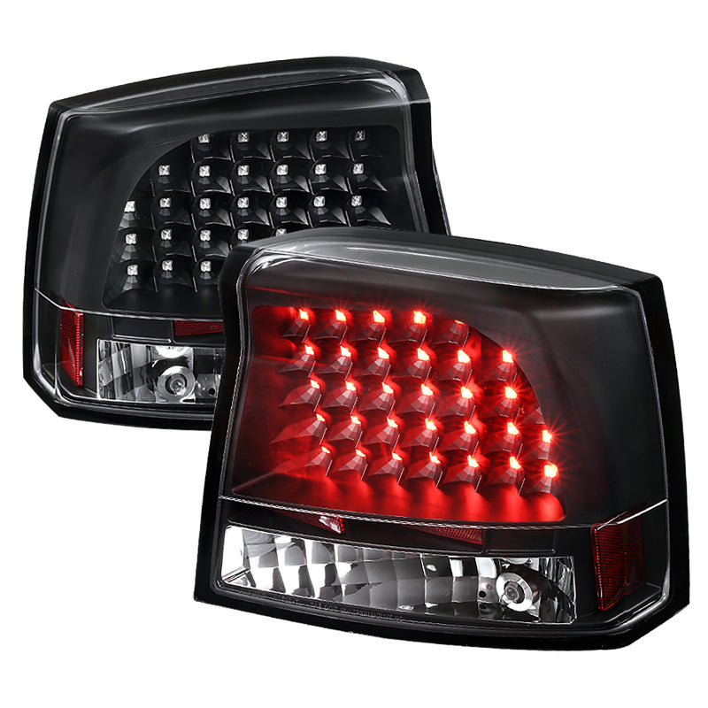 Spec-D 05-08 Dodge  Charger Led Tail Lights Black LT-CHG05JMLED-TM