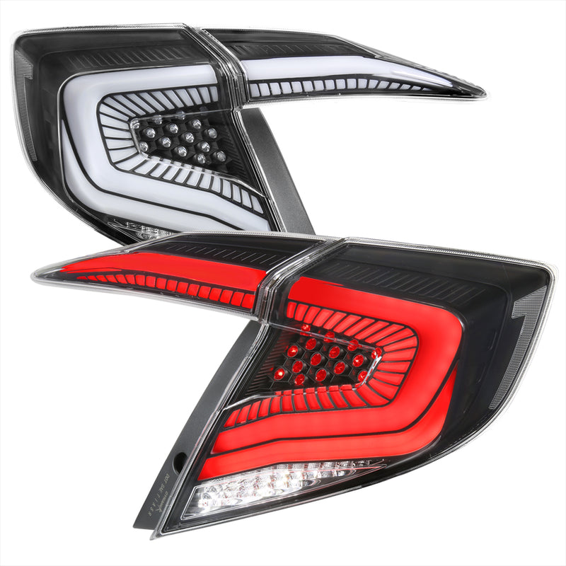 Spec-D 16-21 Honda Civic Sedan Led Tail Lights With Matte Black Housing And Clear Lens With Sequential Turn Signal And Show Mode LT-CV164JMLED-SQ2-RS