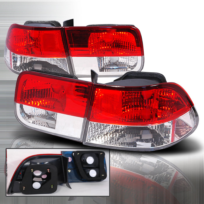 Spec-D 96-00 Honda Civic Altezza Tail Lights Red Clear 2Dr LT-CV962RPW-KS