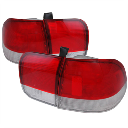 Spec-D 1996-1998 Honda Civic 4 Door - Red And Clear Tail Lights LT-CV964RPW-RS
