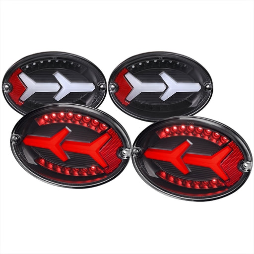 Spec-D 97-04 Chevrolet Corvette Led Tail Lights Matte Black Housing Clear Lens White Led Bar LT-CVET97JMLED-G2-OZ