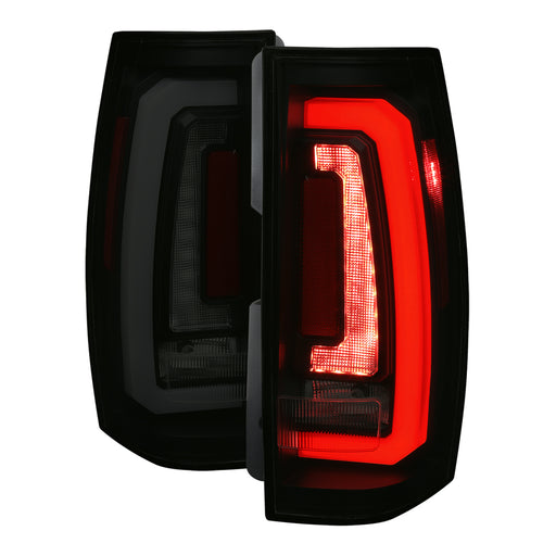 Spec-D 07-14 Chevrolet Tahoe Suburban Gmc Yukon And Yukon Denali Led Taillight Matte Black Housing And Smoked Lens - Red Light Bar Sequential Turn Signal Breathing Light Effect LT-DEN07SMLED-SQ-RS