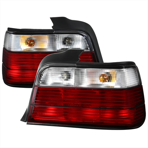 Spec-D 92-98 Bmw E36 3 Series Tail Lights Red Clear 4 Door LT-E364RPW-APC