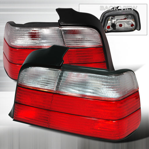 Spec-D 92-98 Bmw E36 3 Series Altezza Tail Lights Red Clear 4 Door LT-E364RPW-KS