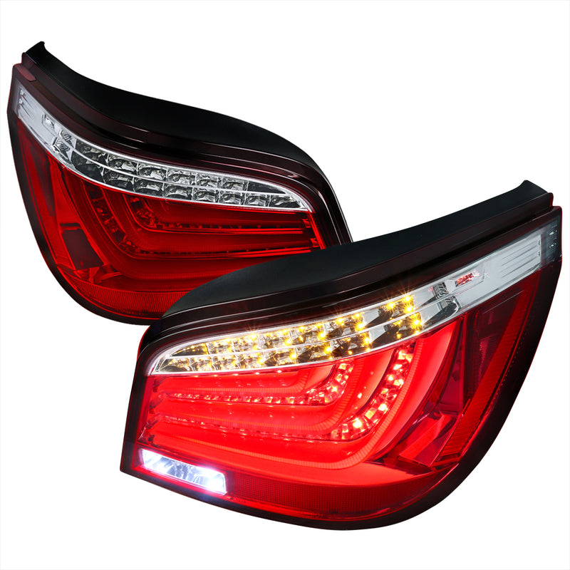 Spec-D 04-07 Bmw E60 5 Series 5 Series Red Clear Led Tail Lights LT-E6004RLED-TM