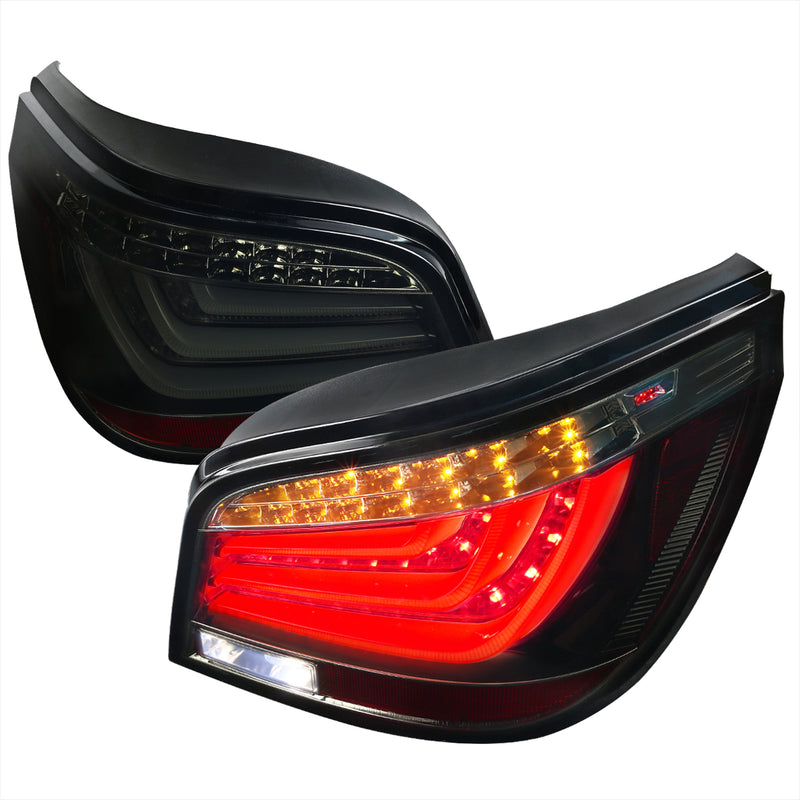 Spec-D 08-10 Bmw E60 5 Series 5- Series Led Tail Lights- Glossy Black With Smoke Lens LT-E6008BBLED-TM