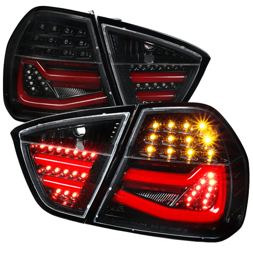 Spec-D 06-08 Bmw E90 3 Series 3 Series Sedan Only Led Tail Lights- Gloss Bk LT-E9005BKLED-TM