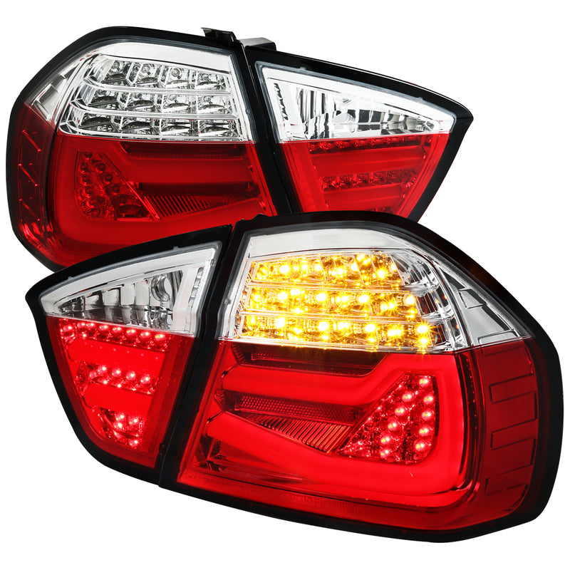 Spec-D 06-08 Bmw E90 3 Series Led Tail Lights-Red LT-E9005RLED-TM