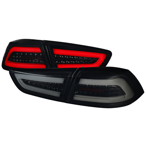 Spec-D 08-17 Mitsubishi Lancer Evo X Led Tail Lights- Glossy Black With Smoke Lens LT-EVO08BBLED-TM