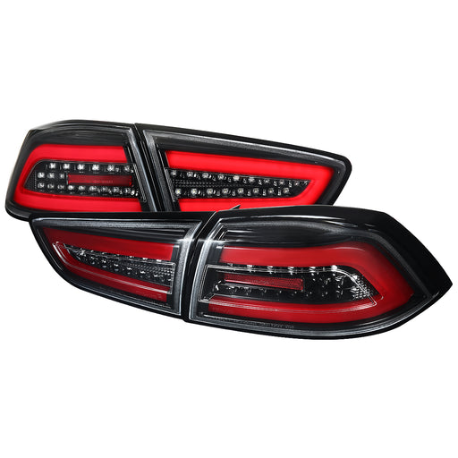 Spec-D 08-17 Mitsubishi Lancer Evo X Led Tail Lights- Glossy Black LT-EVO08BKLED-TM