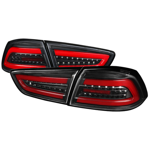 Spec-D 08-17 Mitsubishi Lancer Evo X Led Tail Lights- Black Housing- Clear Lens With Red Light Bar LT-EVO08JRLED-TM