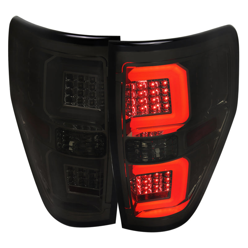Spec-D 09-14 Ford F-150 Led Tail Lights With White Led C-Bar Chrome Housing Smoked Lens LT-F15009GLED-G2-TM