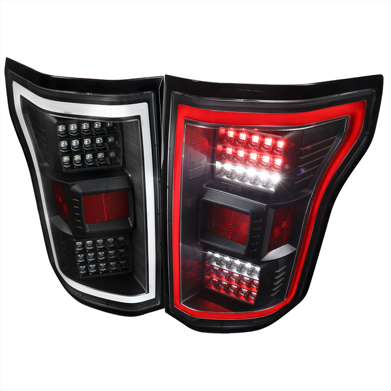 Spec-D 15-17 Ford F150 Led Tail Lights All Black Housing With Clear Lens LT-F15015JMLED-V2-TM