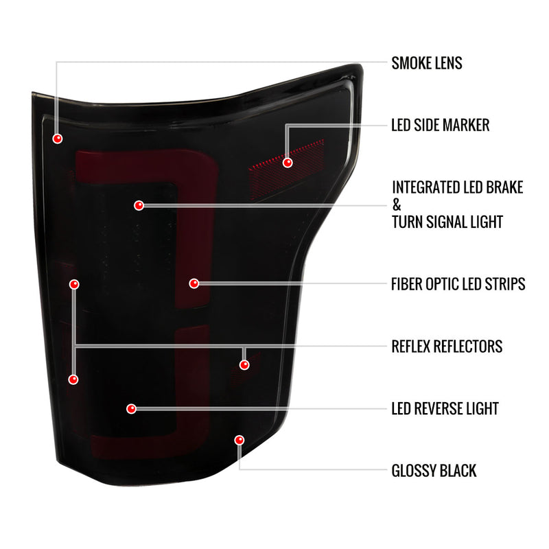 Spec-D 15-20 Ford F-150 Led Tail Lights Black Housing Smoked Lens - Halogen Models Only LT-F15015SMLED-LD
