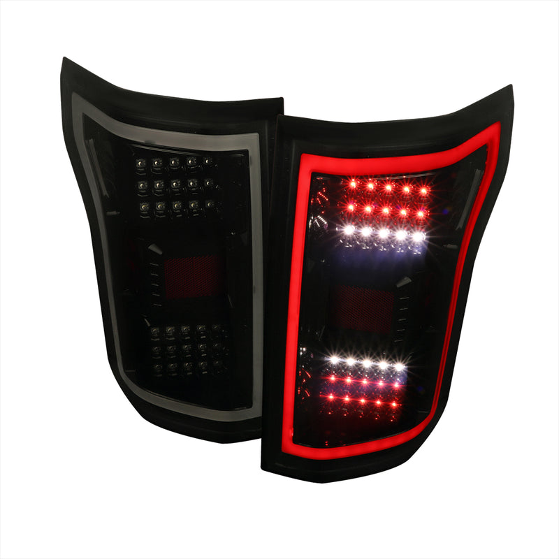 Spec-D 18-20 Ford F150 Tail Lights- Glossy Black Housing With Smoke Lens LT-F15018BBLED-TM