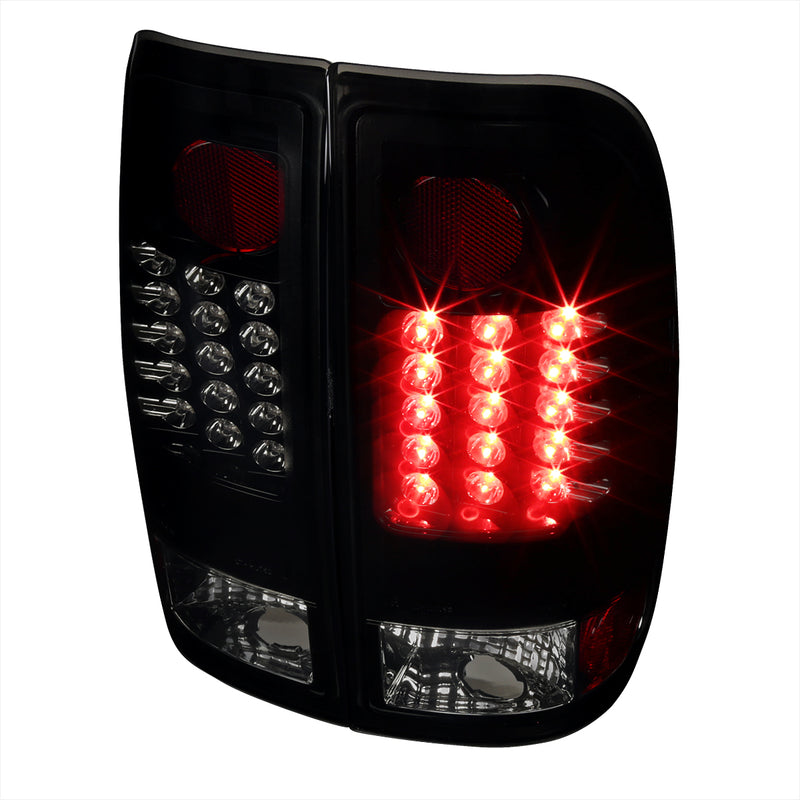 Spec-D 97-03 Ford  F150 Led Tail Light Glossy Black Housing With Smoke Lens Styleside LT-F15097BBLED-TM
