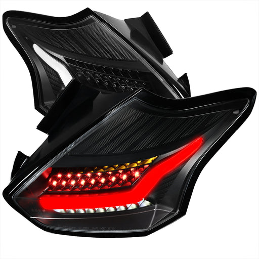 Spec-D 15-18 Ford Focus 5 Door Hatchback Led Tail Lights Black LT-FOC155JMLED-TM