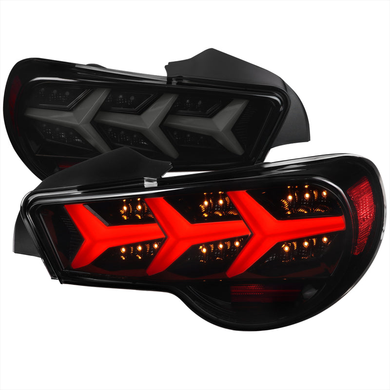 Spec-D 12-16 Scion Frs Subaru Brz Lambo Style Sequential Led Tail Light With Glossy Black Housing And Clear Lens LT-FRS12BBLED-LB-TM