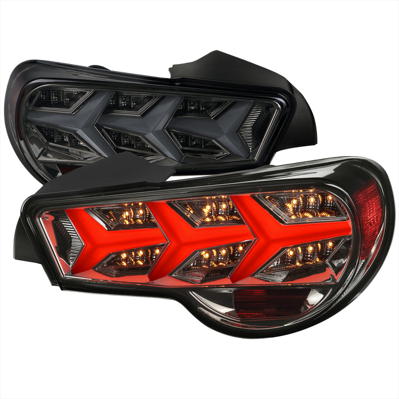 Spec-D 12-16 Scion Frs Subaru Brz Lambo Style Sequential Led Tail Light With Glossy Black Housing And Clear Lens LT-FRS12GLED-LB-TM