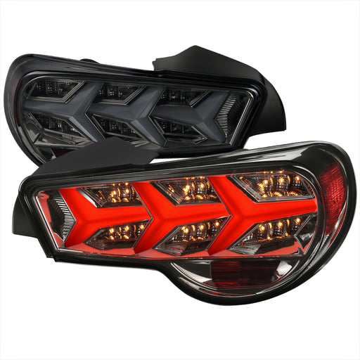 Spec-D 12-16 Scion Frs Subaru Brz Lambo Style Sequential Led Tail Light With Glossy Black Housing And Clear Lens LT-FRS12GLED-LB-TM
