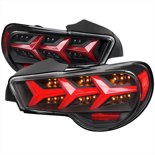 Spec-D 12-16 Scion Frs Subaru Brz Lambo Style Sequential Led Tail Light With Matte Black Housing And Clear Lens LT-FRS12JRLED-LB-TM