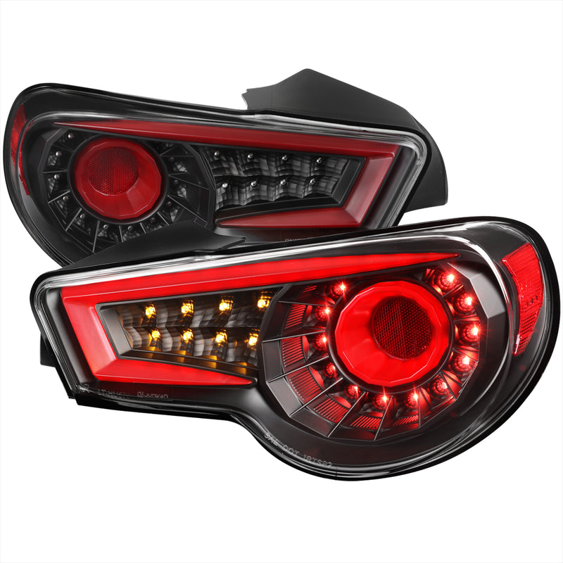 Spec-D 12-16 Scion Frs Led Tail Lights- Black Housing- Clear Lens With Red Light Bar LT-FRS12JRLED-TM