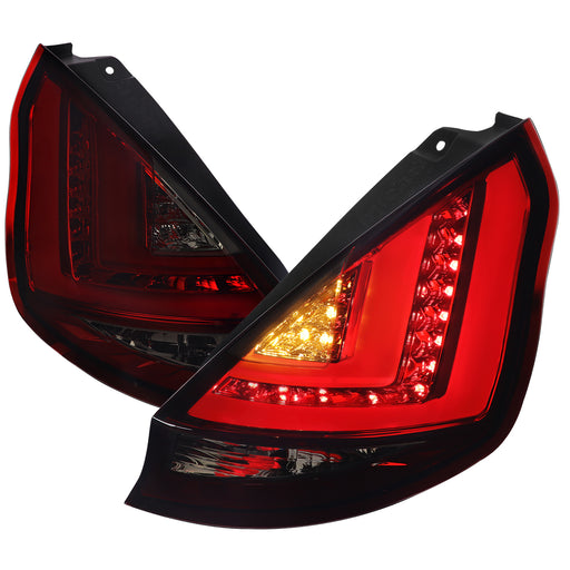 Spec-D 14-19 Ford Fiesta Led Tail Lights Chrome Housing Red Smoked Lens LT-FST145RGLED-TM