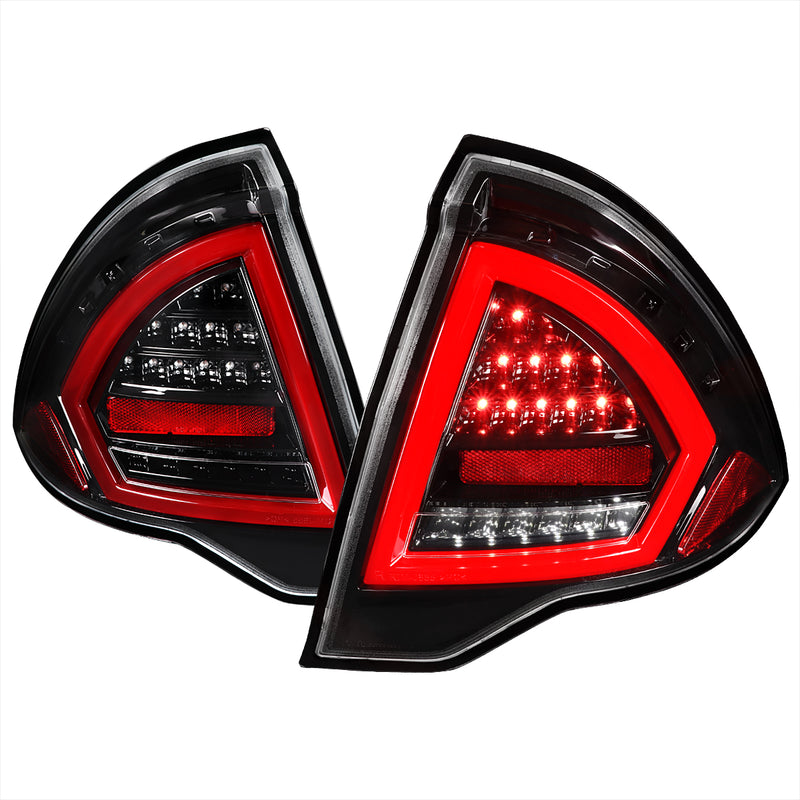 Spec-D 10-12 Ford  Fusion Led Light Bar Tail Lights-Glossy Black Housing/Clear Lens-Red Bar LT-FUS10BKLED-TM