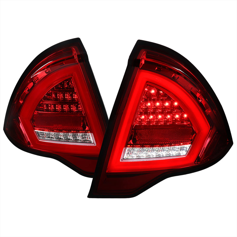 Spec-D 10-12 Ford Fusion Led Light Bar Tail Light- Chrome Housing With Red Clear Lens- White Light Bar LT-FUS10RLED-TM