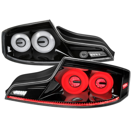 Spec-D 03-07 Infiniti G35 Coupe Led Tail Lights Glossy Black Housing Clear Lens White Led Bar Sequential Turn Signal With Breathing Light Effect LT-G35032BKLED-SQ-RS