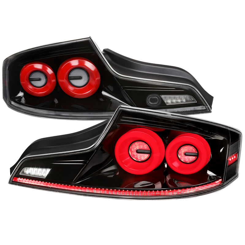 Spec-D 03-07 Infiniti G35 Coupe Led Tail Lights Glossy Black Housing Clear Lens Red Led Bar Sequential Turn Signal With Breathing Light Effect LT-G35032BRLED-SQ-RS