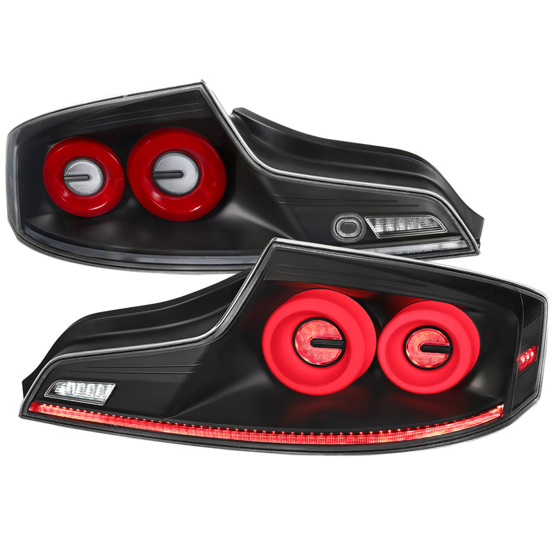Spec-D 03-07 Infiniti G35 Coupe Led Tail Lights Matte Black Housing Clear Lens Red Led Bar Sequential Turn Signal With Breathing Light Effect LT-G35032JRLED-SQ-RS