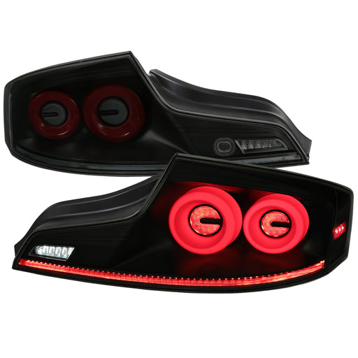 Spec-D 03-07 Infiniti G35 Coupe Led Tail Lights Matte Black Housing Smoked Lens Red Led Bar Sequential Turn Signal With Breathing Light Effect LT-G35032SZLED-SQ-RS