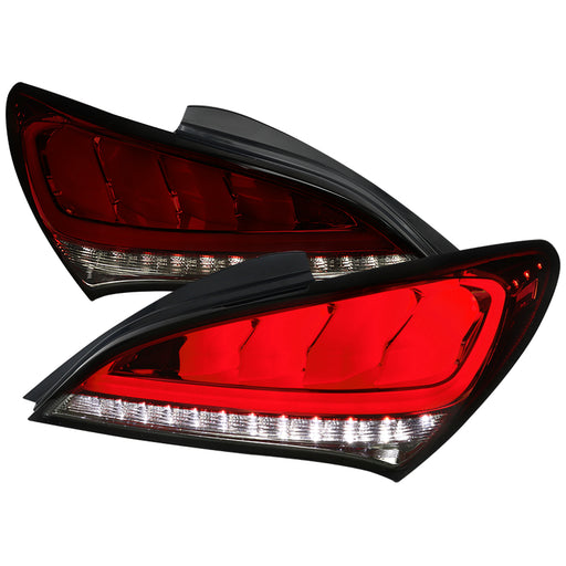 Spec-D 10-15 Hyundai Genesis 2Dr Led Tail Lights Red Smoke With Sequential LT-GENS210RGLED-TM
