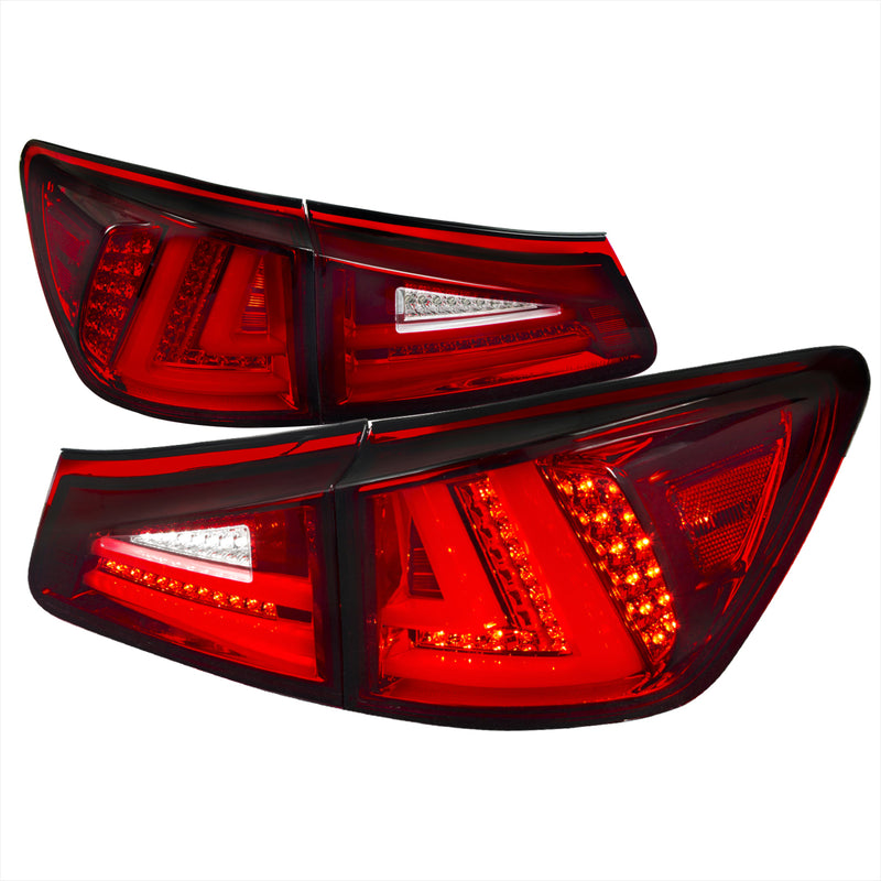 Spec-D 06-08 Lexus Is250 Led Tail Lights Red Clear LT-IS25006RLED-TM