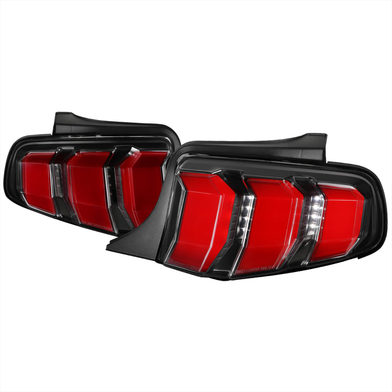 Spec-D 10-12 Ford  Mustang Led Light Bar Tail Lights- Black Housing With Clear Lens White And Red Light Bar LT-MST10JRLED-TM