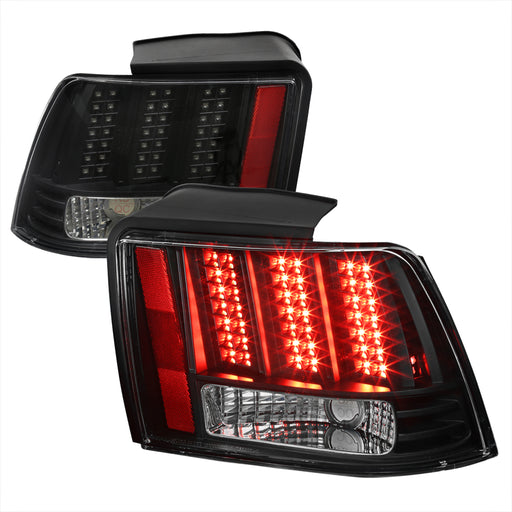 Spec-D 99-04 Ford Mustang Sequential Led Tail Lights Black LT-MST99JMLED-SQ-RS