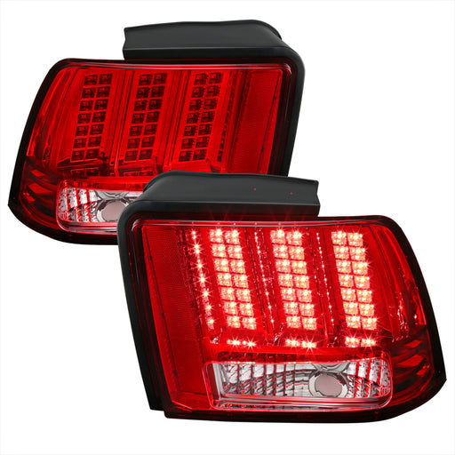 Spec-D 99-04 Ford Mustang Facelift Sequential Led Tail Lights- Red LT-MST99RLED-SQ-RS