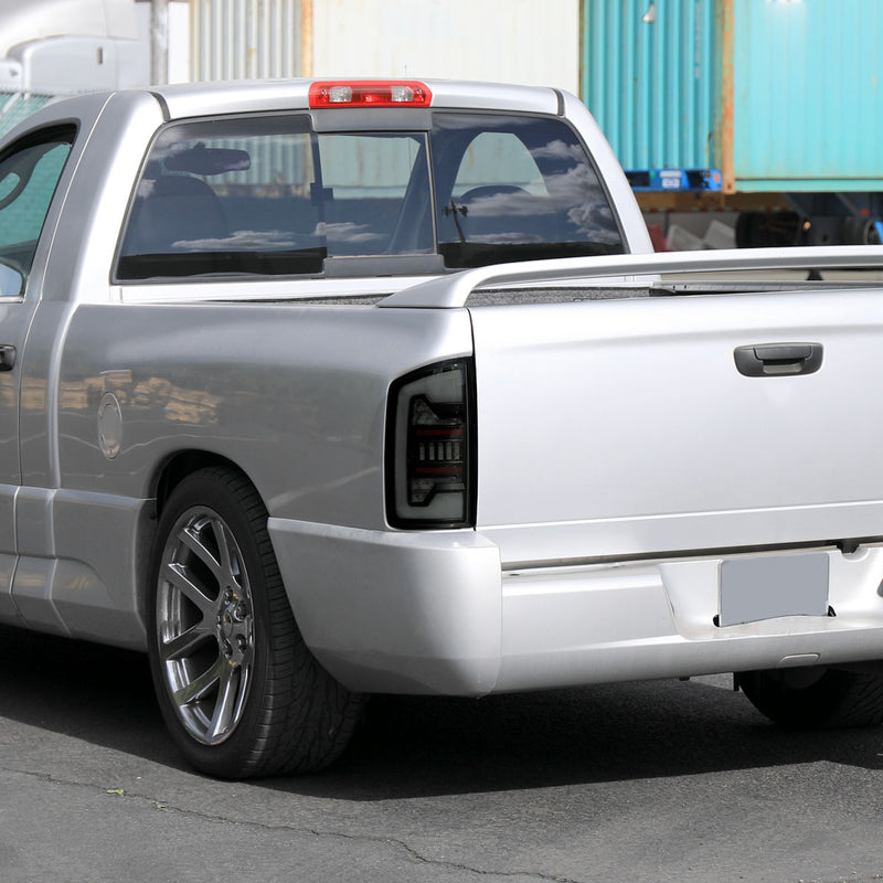 Spec-D 02-06 Dodge Ram 1500 2500 3500 Full Led Bar Tail Light Matte Black Housing Smoked Lens Red Led Bar LT-RAM02BBLED-G2-RS