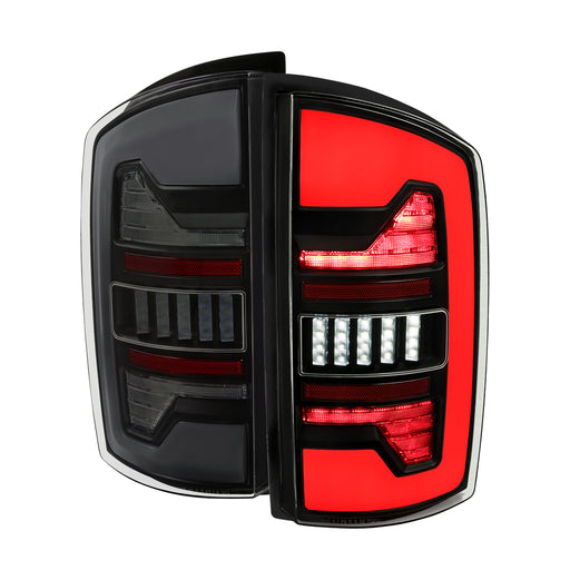 Spec-D 02-06 Dodge Ram 1500 2500 3500 Full Led Bar Tail Light Matte Black Housing Smoked Lens Red Led Bar LT-RAM02BBLED-G2-RS