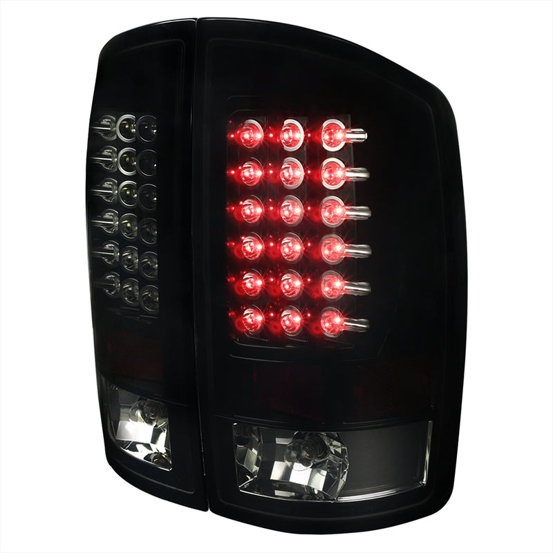 Spec-D 02-06 Dodge  Ram  Led Tail Lights Glossy Black Housing With Smoke Lens LT-RAM02BBLED-TM