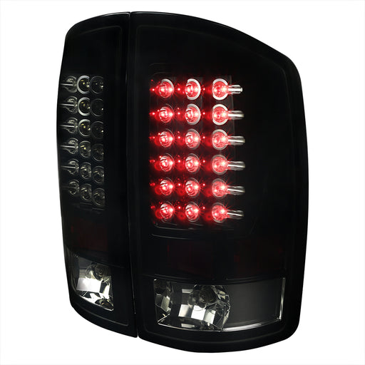 Spec-D 02-06 Dodge  Ram  Led Tail Lights Glossy Black Housing With Smoke Lens LT-RAM02BBLED-TM