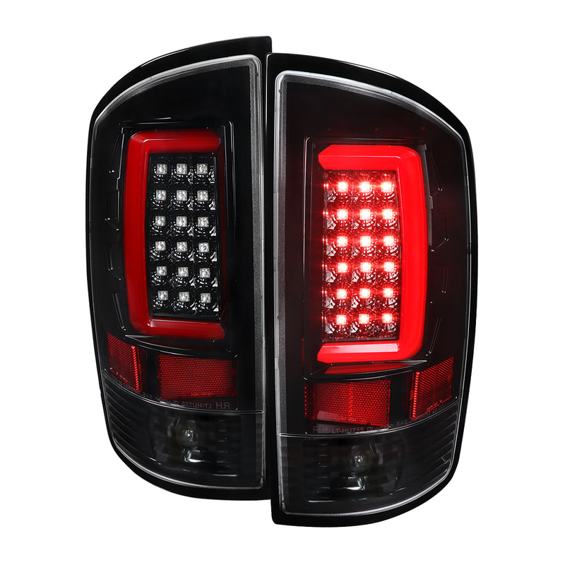 Spec-D 02-05 Dodge Ram Tail Light With Glossy Black Housing And Clear Lens LT-RAM02BKLED-G2-TM