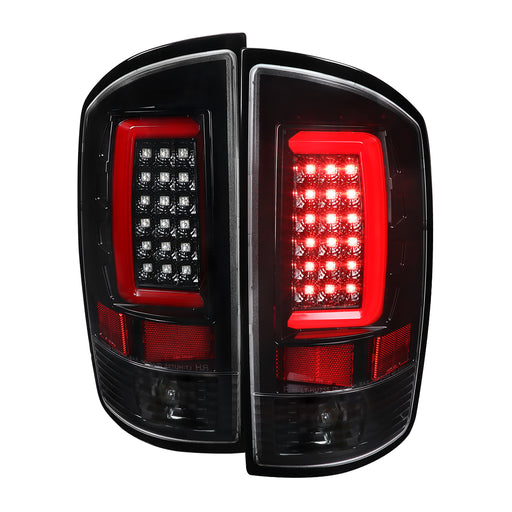 Spec-D 02-05 Dodge Ram Tail Light With Glossy Black Housing And Clear Lens LT-RAM02BKLED-G2-TM