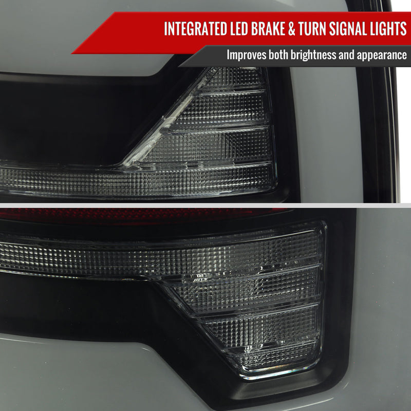 Spec-D 07-08 Dodge Ram 1500 2500 3500 Full Led Tail Light Black Housing Smoked Lens White Led Bar LT-RAM07BBLED-G2-RS