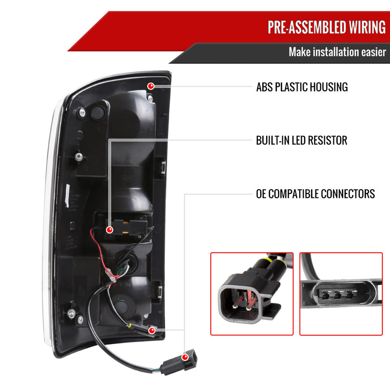 Spec-D 07-08 Dodge Ram 1500 2500 3500 Full Led Tail Light Black Housing Smoked Lens White Led Bar LT-RAM07BBLED-G2-RS