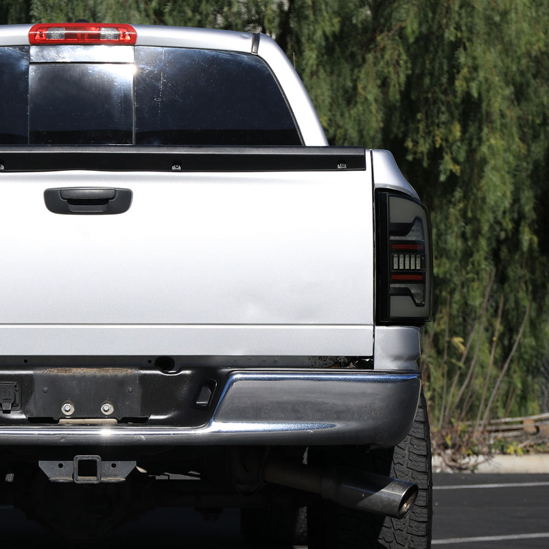 Spec-D 07-08 Dodge Ram 1500 2500 3500 Full Led Tail Light Black Housing Smoked Lens White Led Bar LT-RAM07BBLED-G2-RS