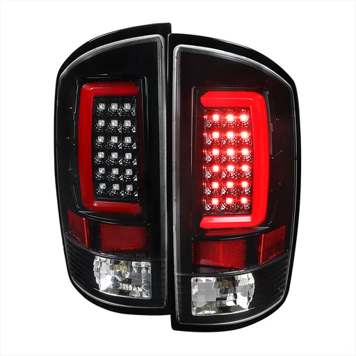 Spec-D 07-08 Dodge Ram  Led Tail Lights With Clear Lens And Glossy Black Housing LT-RAM07BKLED-G2-TM